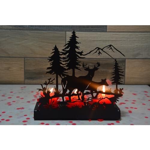 Pnr Decor Trıple Lıttle Deer Metal Candle Holder Candlestick