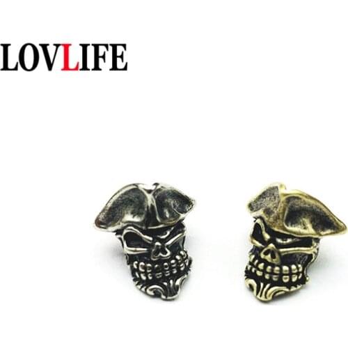 EDC Retro Paracord Beads Pirate Skull Brass Knife Pendant for Keychain Hanging DIY Accessories Umbrella Rope Knife Bead Paracord