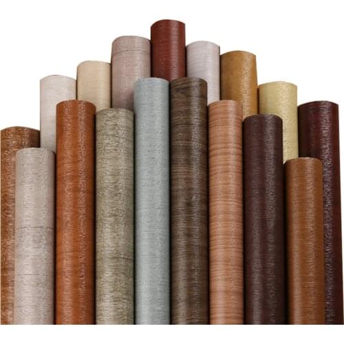 PVC Waterproof Self Adhesive Wallpaper Roll Furniture Cabinets Vinyl Contact Wall Paper Film Wood Grain Stickers For Home Decor