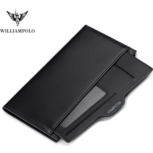 WILLIAMPOLO Genuine Leather Slim Wallet Bofold Wallet Handmade 10 Card Holder Case Purse PL221