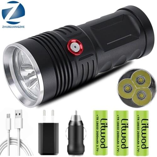 Ultra Bright 3 XHP50 Super Powerful LED Flashlight 3 Mode 4Pcs Rechargeable 18650 Battery Torch USB Lamp Linterna Bulbs lantern