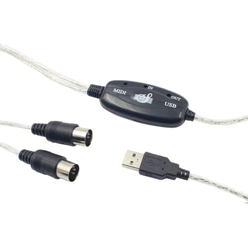 USB to MIDI Interface Music Instrument Cable 16 MIDI Input Channels MIDI Cable Electric Instrument Parts for Home Studio