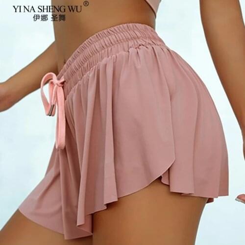 Womens Yoga Shorts 2 in 1 Sports Running Seamless Skirt Short for Women Fitness Workout Push Up Gym Breathable Quick-dry Short