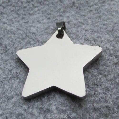 100pcs/lot Stainless Steel Star Dog Tags Pet ID Tags Pendants with Mirror Polished Surface