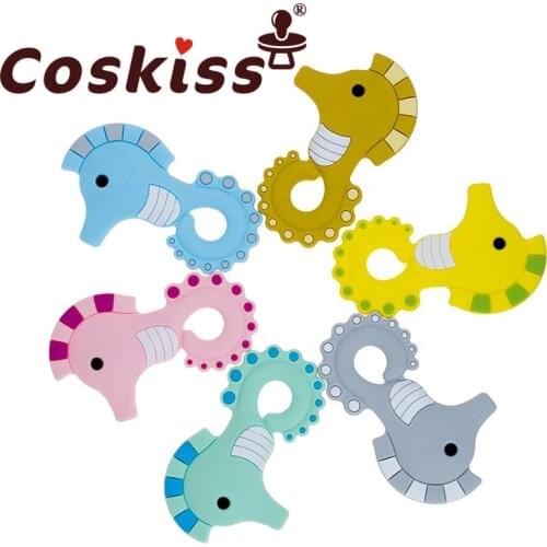 Coskiss 20pcs Hippocampus Bead Teether Silicone Seahorse Necklace BPA Free Baby Teether Silicone Teether Kids Toy