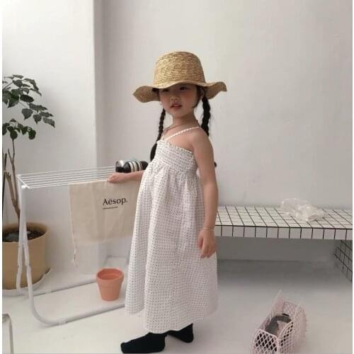 2021 Korea style girls dots dress fashion cotton summer girls dresses