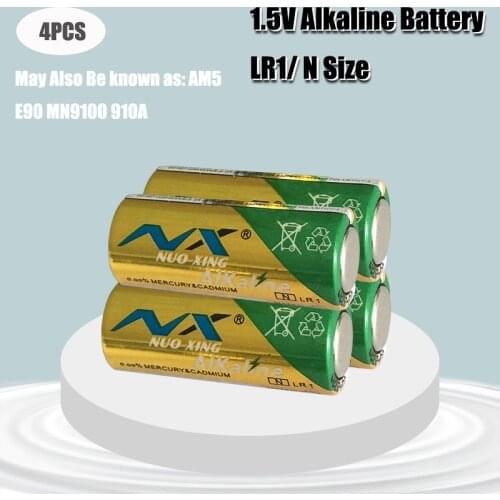 4PCS 1.5V LR1 AM5 E90 AM5 MN9100 N Size Alkaline Primary and Dry Battery for MP3 Walkman, Players, Speaker, Bluetooth