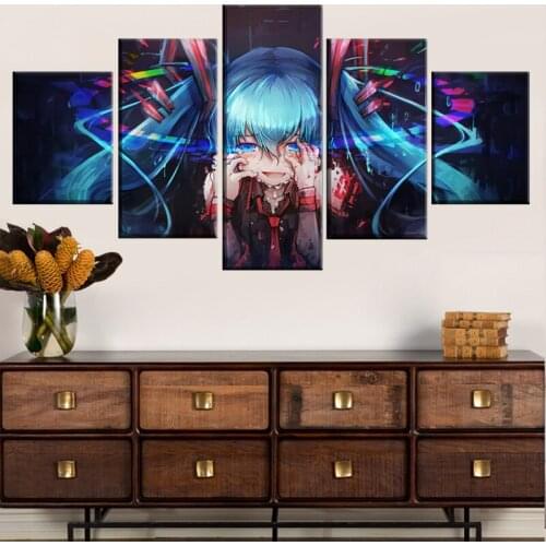 Canvas Wall Art Modular Pictures Home Decorative Framework HD Prints Poster 5 Pieces Anime Vocaloid Painting For Living Room