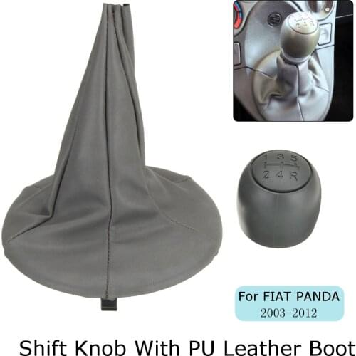 5 Speed Car Gear Shift Knob with PU Leather Gaiter Boot Cover for FIAT PANDA 2003-2012