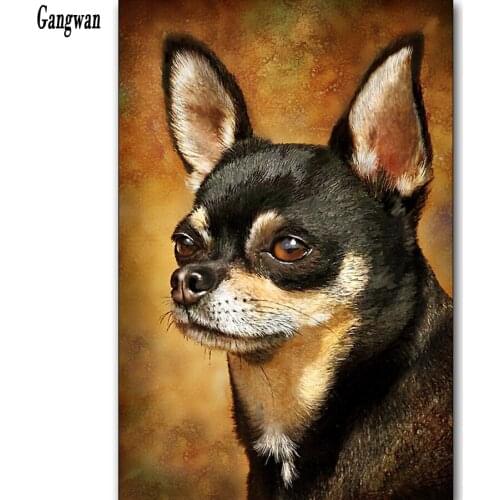 5D Diy Full Square Round Stone rhinetone Drill Diamond Painting 3d chihuahua dog Diamant Embroidery cute puppy Cross Stitch art
