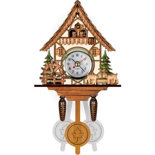 Antique Wooden Cuckoo Wall Clock Bird Time Bell Swing Alarm Watch Home Restaurant Bedroom Decoration