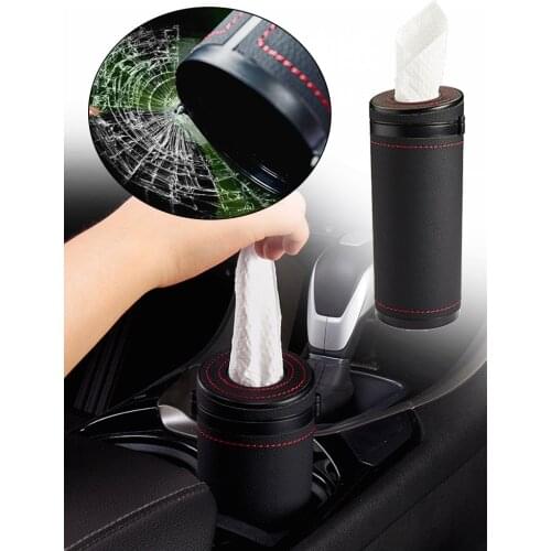2in1 Car Trash Bin Can Car Tissue Box Vehicle Garbage Dust Case Storage Box Auto Trash Lether Garbage Dust Case Car Accessories