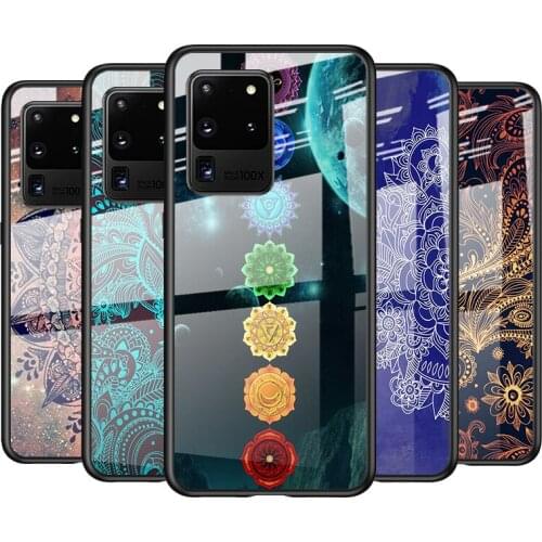 Tempered Glass Cover Mandala Chakra Yoga For Samsung Galaxy S21 Ultra Plus 5G M51 M31 M21 Shockproof Shell Phone Case