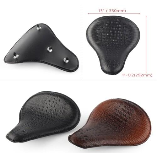 Motorcycle Alligator Solo Seat Base Cover For Harley Sportster Honda Chopper Bobber Custom Black / Brown 13 " L x 11 1/2" W
