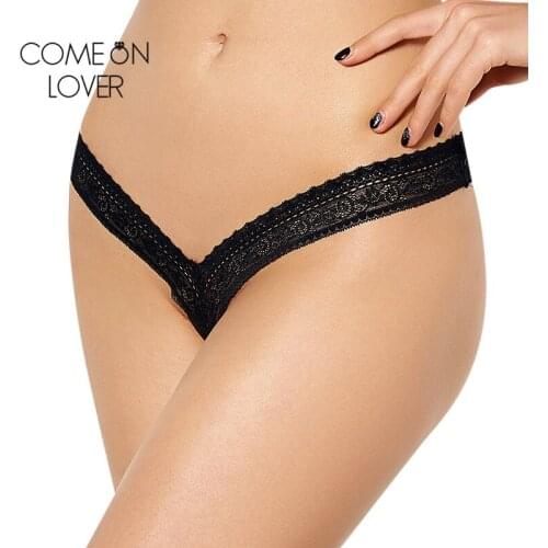 Comeonlover Plus Size Lace Floral Sexy Panties Low Waist Seductive Solid Thongs G-strings Exotic Open Back Tanga Mujer PE5084