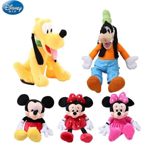 DISNEY 30 cm Mickey Mouse Minnie girls plush toys cute boy Goofy Dog Pluto Dog dolls Kids Birthday Gift