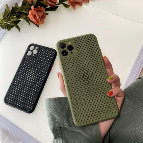 Breathable Cooling Phone Case for IPhone 12 11 12Pro Pro XR XS Max X 8 7 Plus Soft Silione Shockproof Cover Cases Funda Coque