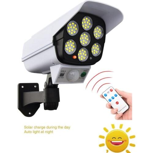 Remote solar fake monitor dummy camera Light Outdoor Lamp Motion Sensor spotlight 3 Modes Wall security Sunlight For Street Gard