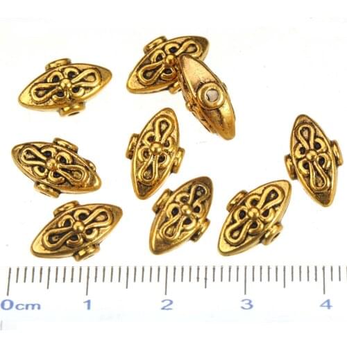 Gold Beads Bracelets Necklaces Handiworks DIY Rhombus Design Vintage Silver Metal Suppliers For Jewelery Findings 13*7mm 30pcs