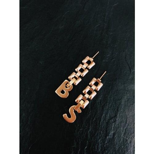 GULCE DERELI, LETTER SYMBOL STUD EARRINGS, CHARM EARRINGS, VINTAGE CHAIN EARRINGS, INITIAL, GIFT BOX, GOLD/SILVER PLATED