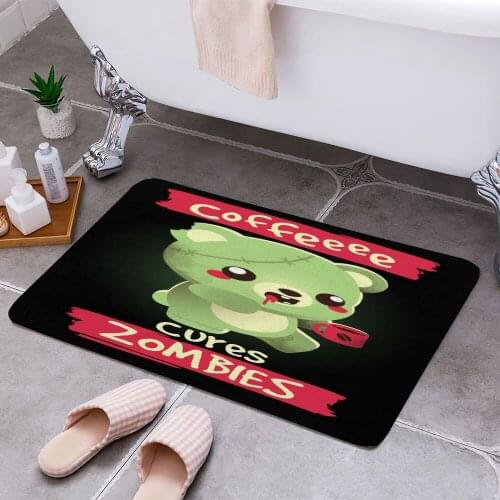 Coffee zombie bear 3D Print Doormats Rectangle Non-Slip DoorMat Bedroom Kitchen Entrance Print Door rugs Dropshipping