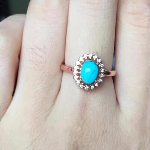 New Fashion Turquoise Ring 925 sterling silver Fine jewelry Natural and Real Turquoise Ring