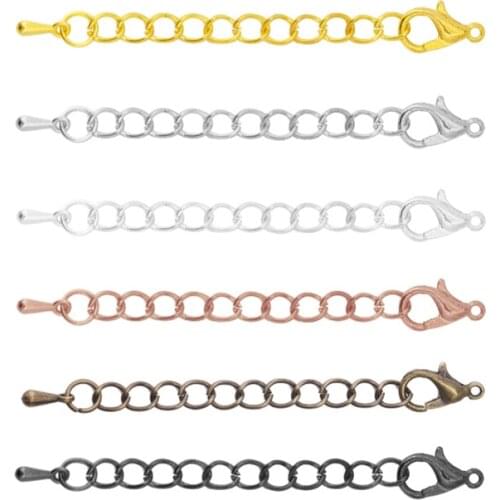 20pcs/lot 50 70mm Tone Extended Extension Tail Chain Lobster Clasps Connector For Jewelry Making Findings DIY Bracelet Necklace