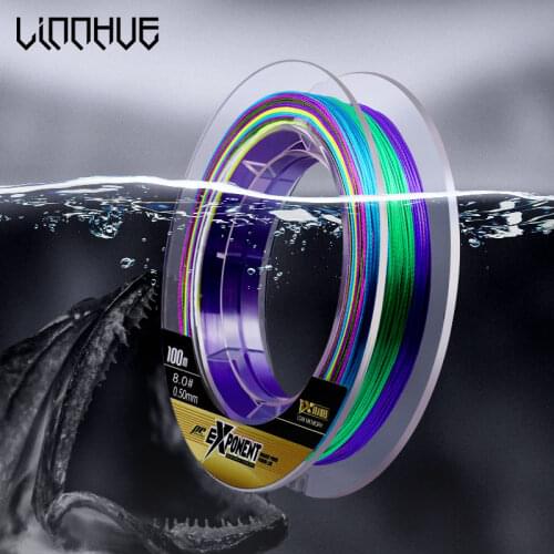 LINNHU Multicolor W8 W4 PE Braided Fishing Line 100m 150m 4/8 strands Japan Multifilament Super Power PE Line 0.4/0.6/0.8/5/6/8