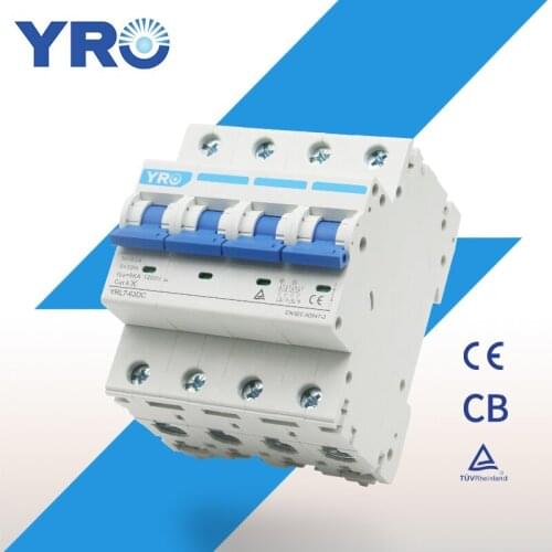 4P DC 1000V Solar Mini Circuit Breaker 6A 10A 16A 20A 25A 32A 40A 50A 63A DC MCB for PV System YRL7-63DC
