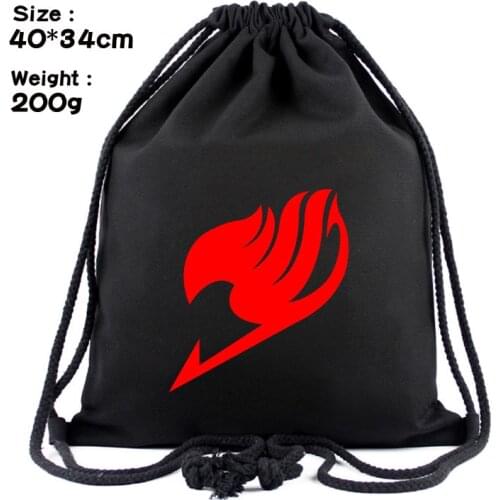 Fairy Tail Anime Fashion Canvas Backpacks Cartoon Drawstring Backpack Casual String Bags shopping Knapsack Unisex New Gifts