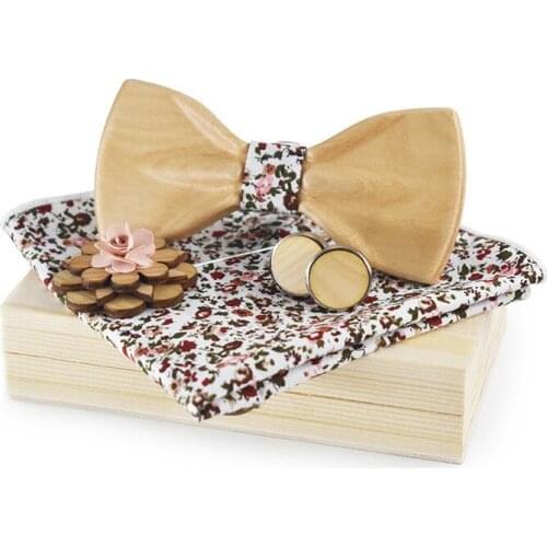 Fashion men accessories mens knit ties wooden bow tie necktie bow tie blouse DIY 3D Bow Tie Set For Men