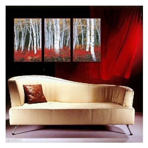 Top Quality hot selling beautiful counted cross stitch kit triptich triptych silver birch tree trees forest autumn