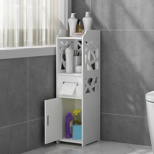 DIY Small Bathroom Toilet Storage Cabinet Organizer Vanity Floor Standing Rack Corner Sundries Shelf Home Furniture Holder Racks