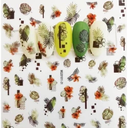 2020 New 3D Nail Art Stickers Bohemia Flowers & leaf Image Nails Stickers For Nails Sticker Decorations Manicure Z0368-2