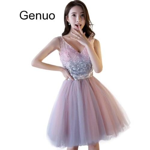 New Evening Party Dress Deep V-neck Bandage Female Sleeveless Puffy Princess Summer Dresses