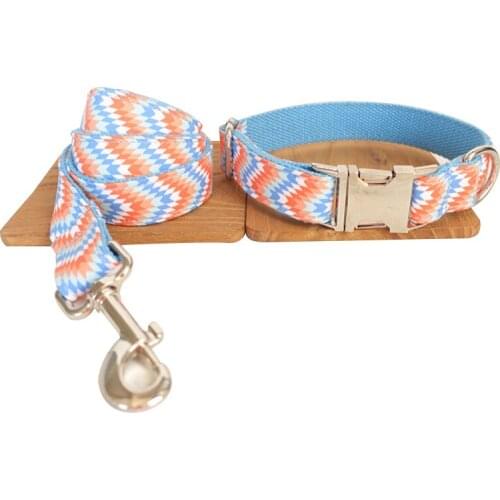 New Fashion Waves Dog Collar Colorful Handmade Soft Small Dog Collar And Leash Outdoor Travel Walking Pet Cats Dogs Accessories