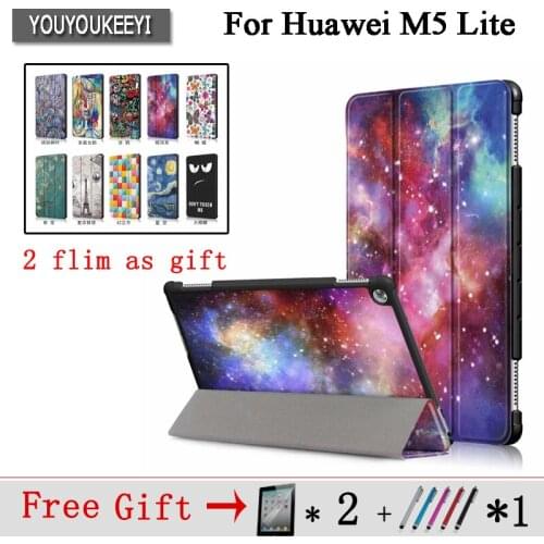 Painted Case For MediaPad M5 lite 10 Tablet Protective Stand cover for huawei BAH2-W19 BAH2-L09 BAH2-W09+ 2 screen flim