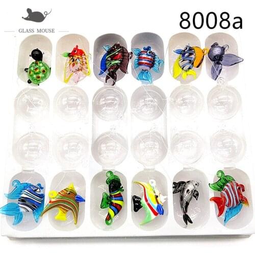 Floating glass fish Figurines Aquarium Decor accessories Mini handmade Marine Animal Statue Silver foil design Ornaments Pendant