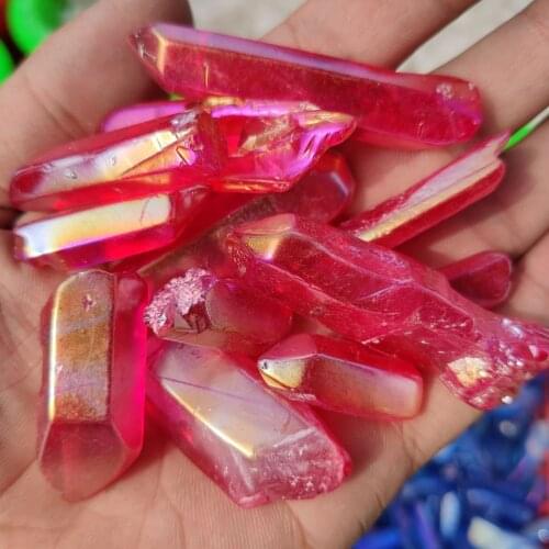 RARE Titanium Rose Pink Aura Quartz Crystal Cluster Energy Healing Specimen