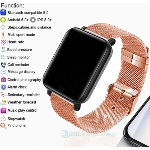Rose Gold Steel Bracelet Smart Watch Women Smartwatch Men Fitness Watch For Android iOS Smart Clock Waterproof Sport Smart-Watch