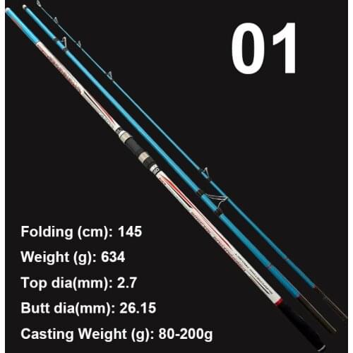 Long Surf 3-Section Rod 4.2M Ultra-Hard Carbon Surf Casting Rod Sea Fishing Rod Anchor Rod Fishing Gear 6 models CW 80-200g