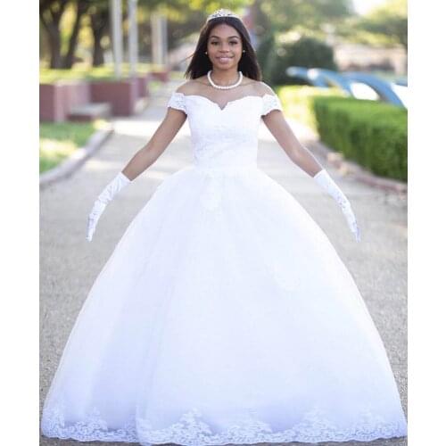 Vintage Lace Appliques Wedding Dresses Off the Shoulder Lace Up Back Wedding Gowns Bride Dress