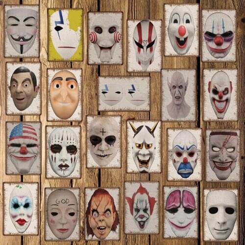 [ WellCraft ] MASK ART Metal Signs Wall Plaque Custom Funny IRON Painting Antique bar Park Decor FG-5125