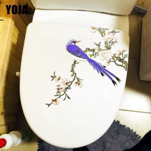 YOJA 20.5X22.5CM Classical Drawing Bird Branch Flower Living Room Wall Sticker Classic Toilet Decal T1-2339