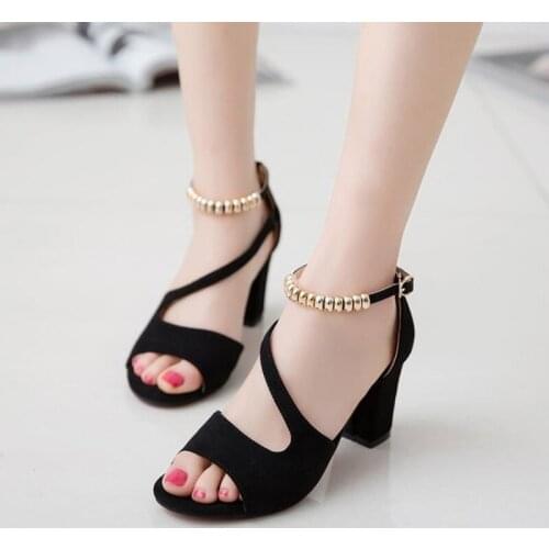 Sandals Female 2019 Summer New Slimming Wild One Word Buckle Fish Mouth Thick With Fashion Tide