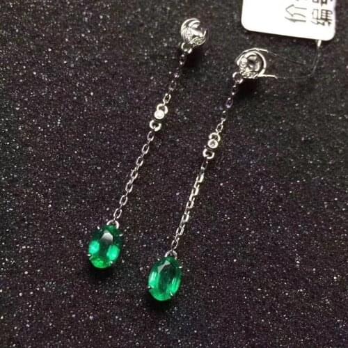 Natural emerald 4mm*6mm earrings for women earrings fine jewelry with gift box and certification earrings