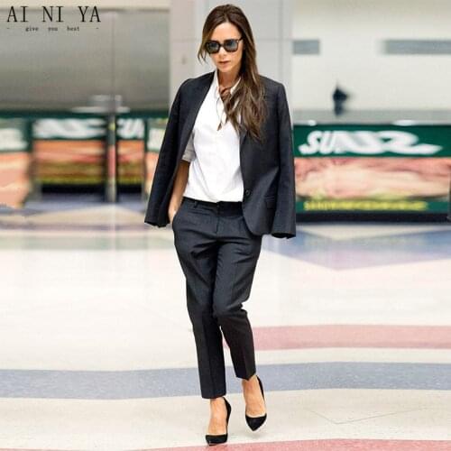 Black Womens Business Suits Female Office Uniform Ladies Trouser Suits Design Evening Tuxedo 2 Piece Set Women Trouser Suit