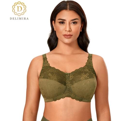 DELIMIRA Womens Wireless Lace Plus Size Sexy Unlined Full Coverage Comfort Bra