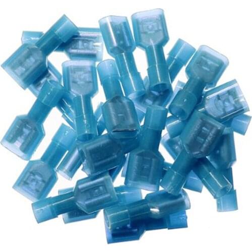 100pcs Female Fully Insulated Wire Crimp Terminal Nylon Quick Connectors Wiring Spade for 16-14AWG