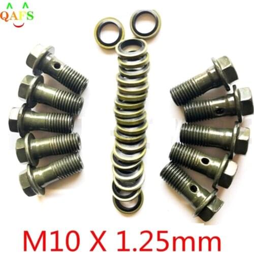 2pcs/lot M10*1.25Pitch Brake Dual Line Hose Dirt Pit Bike Motorcycle Double Banjo Bolt Metal